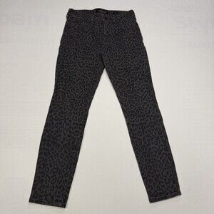Lucky Brand Skinny Jeans Sz 00/24 Ankle Black Gray Leopard Print Tapered Denim
